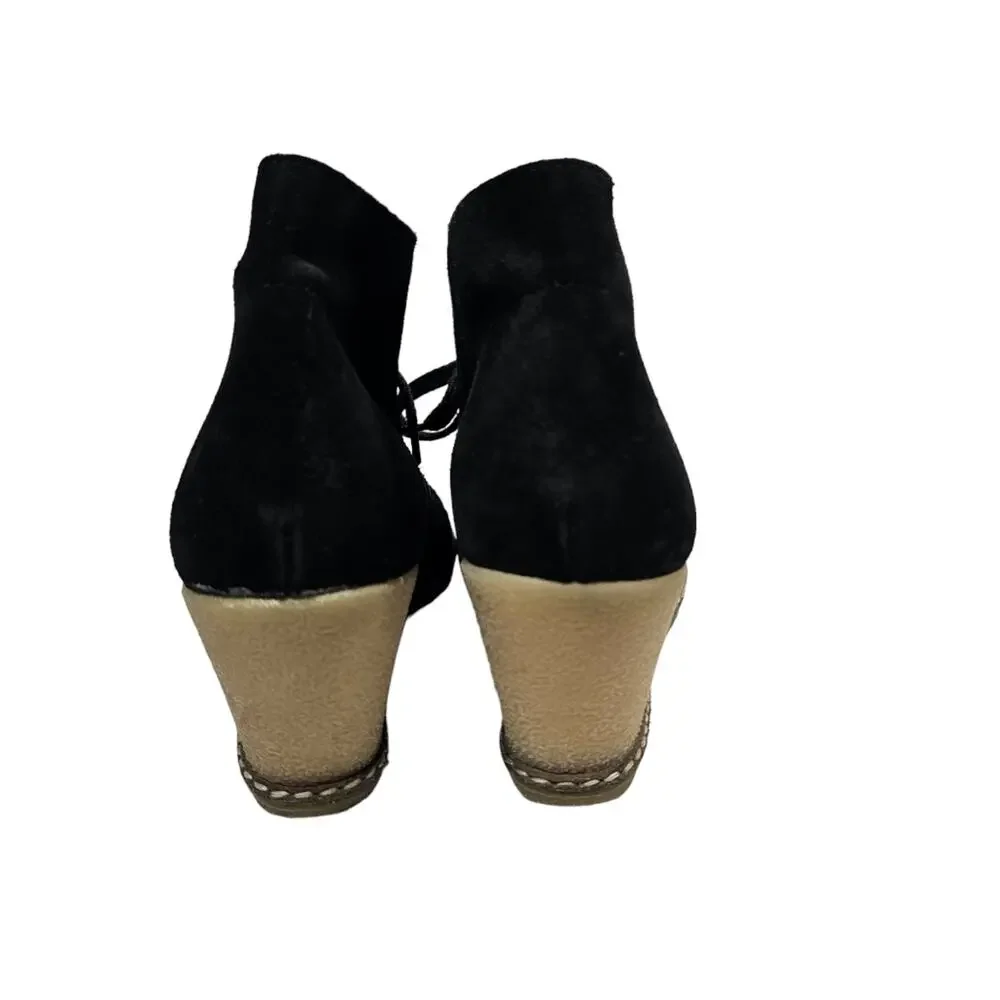 J. Crew MacAlister Wedge Boots Black Suede with Crepe Sole Size 7